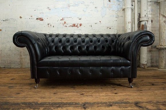 Chesterfield Ledersofa Couch Polster 2 Sitzer designer Textil Sofas