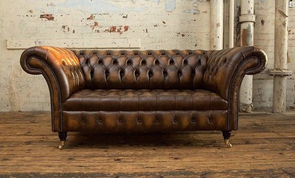 2 Sitzer Couch Chesterfield Leder Textil Polster Sofa Couchen Sofas