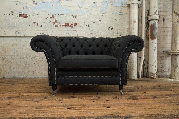 Chesterfield Sessel Fernseh Couch 1 Sitzer Sofa Textil Stoff Couchen