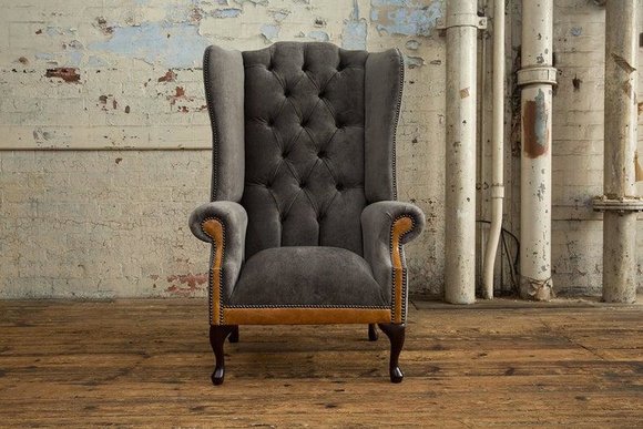 Chesterfield Big Textil Design Wohnzimmer Couch Sofa Polster 3 Sitz Leder #203
