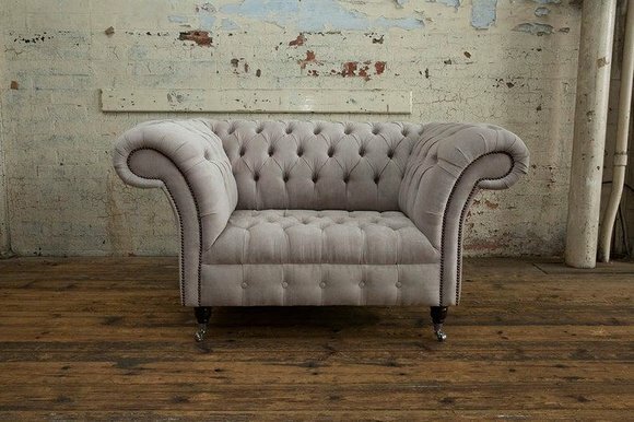 Chesterfield Big Textil Design Wohnzimmer Couch Sofa Polster 1 Sitz