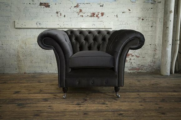 Chesterfield Sessel Fernseh Couch 1 Sitzer Sofa Textil Stoff Couchen