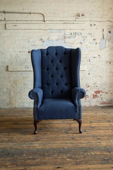 Design Chesterfield Ohrensessel 1 Sitzer Stoff Couch Sofa Polster Sofas Neu