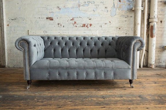 Chesterfield Big Textil Design Wohnzimmer Couch Sofa Polster 3 Sitz Leder #118