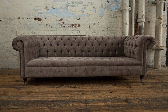 Chesterfield Big Textil Design Wohnzimmer Couch Sofa Polster 4 Sitz