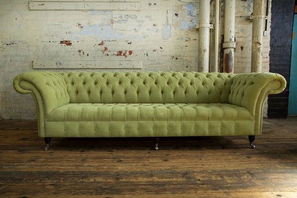 Chesterfield Big Textil Design Wohnzimmer Couch Sofa Polster 4 Sitz