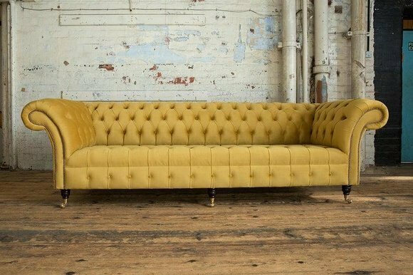 Chesterfield Big Textil Design Wohnzimmer Couch Sofa Polster 4 Sitz