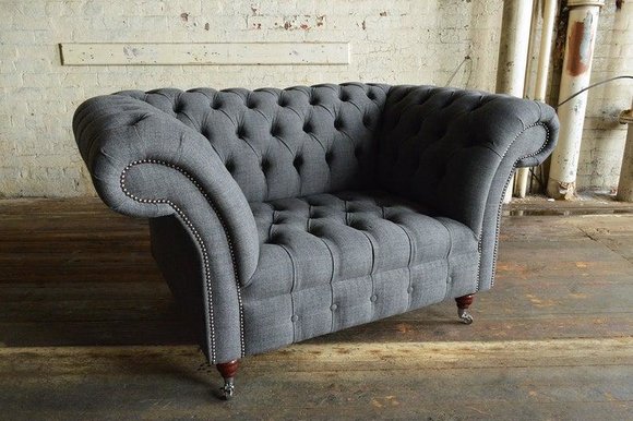 Design Chesterfield Stoff Couch Sofa Polster Sofas Neu Sofa 1 Sitzer