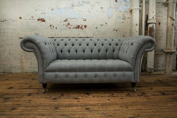 Design Sofa 2 Sitzer Sessel Chesterfield Luxus Klassische Textil Couchen