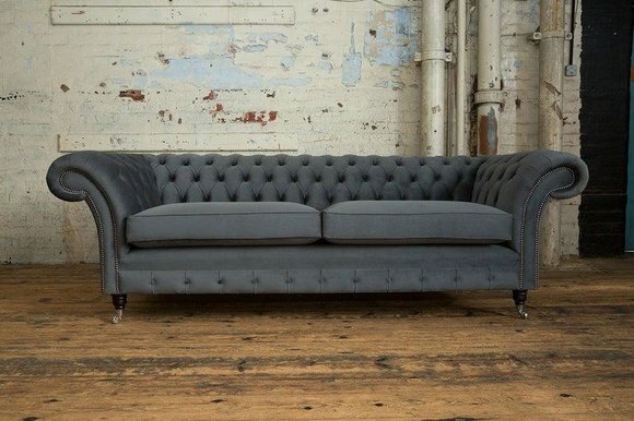Chesterfield Design Sofa 4 Sitzer Couch Polster Luxus Klassische Textil