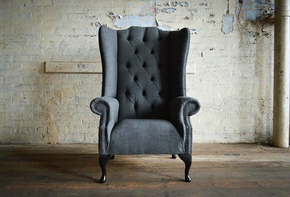 Design Ohrensessel Chesterfield Stoff Couch Sofa Polster Sofas Sessel Fernseh