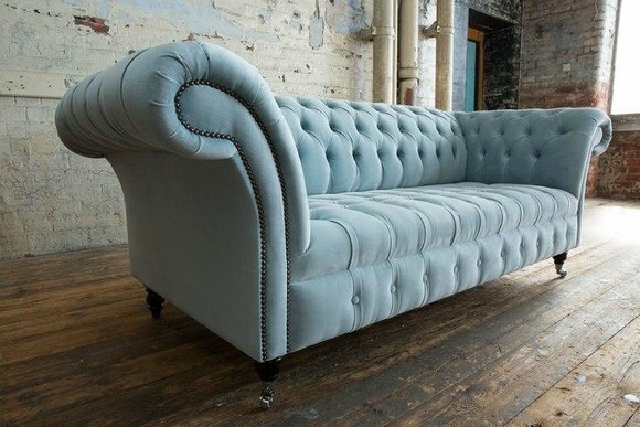 3 Sitzer Chesterfield Couch Sitz Textil Stoff Leder Couchen Sofas Sofa
