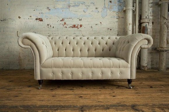 Chesterfield Polster Sofas Design Luxus Stoffsofas Textil Sofa 2 Sitzer