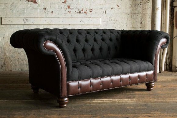 Chesterfield Polster Textil Sofa 2 Sitzer Sofa Sofas Design Luxus
