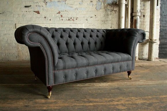 Chesterfield Textil Sofa 2 Sitzer Luxus Sofa Polster Sofas Design
