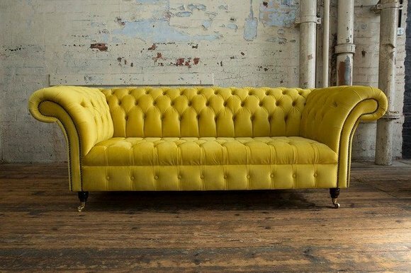 Chesterfield 3 Sitzer Couch Polster Sitz Textil Stoff Leder Couchen