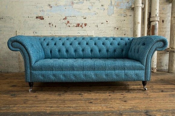 Chesterfield Couch 3 Sitzer Polster Sitz Textil Stoff Leder Couchen