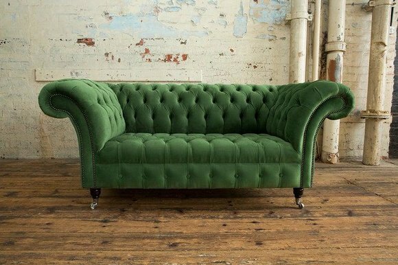 Chesterfield Couch 2 Sitzer Polster Sitz Textil Stoff Leder Couchen