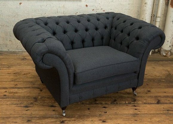 Chesterfield Sessel Fernseh Couch 1 Sitzer Sofa Textil Stoff Couchen