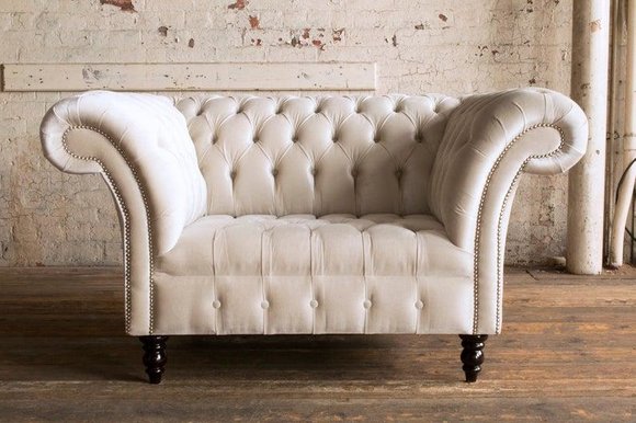 Chesterfield Sessel Fernseh Couch 1 Sitzer Sofa Textil Stoff Couchen