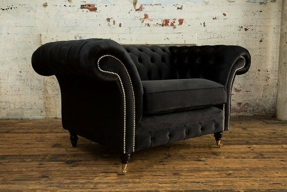 Chesterfield Sessel Fernseh Couch 1 Sitzer Sofa Textil Stoff Couchen