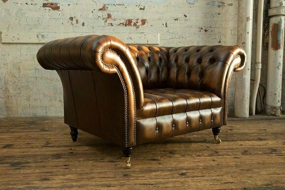 Chesterfield Leder Sofa 1 Sitzer Sofa Polster Sofas Design Luxus Couch