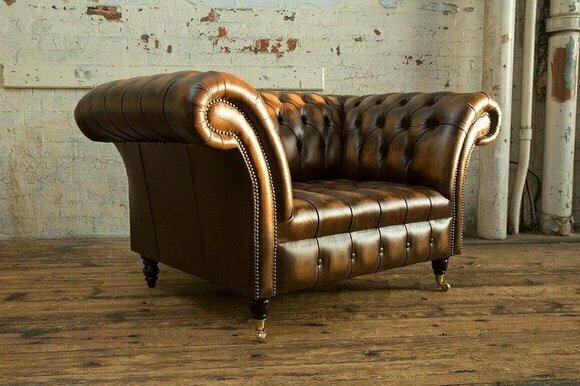 Chesterfield Leder Sofa 1 Sitzer Sofa Polster Sofas Design Luxus Couch