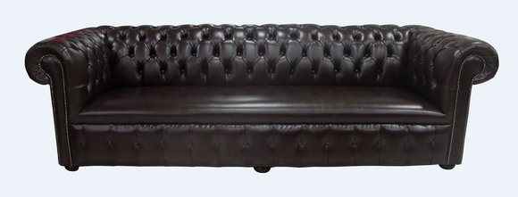 Chesterfield 4 Sitzer Polster Couch Antik Stil Leder Stoff Sofa Couchen