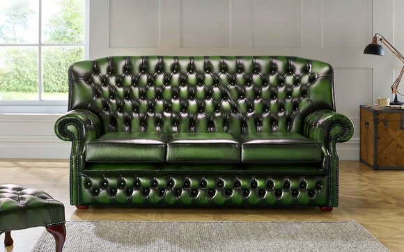 3 Sitzer Antik Grüne Leder Neu Couchen Sofa Polster Sofas Garnitur
