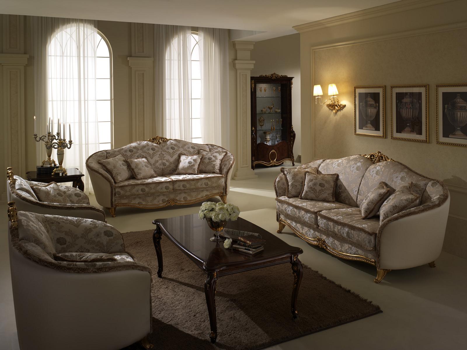 Luxus Klasse 2+1+1 Italienische Möbel Sofagarnitur Couch Sofa arredoclassic