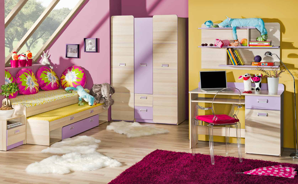 6 tlgs. Jugendzimmer Schlafzimmer Modernes Kinder Zimmer Schrank Tisch