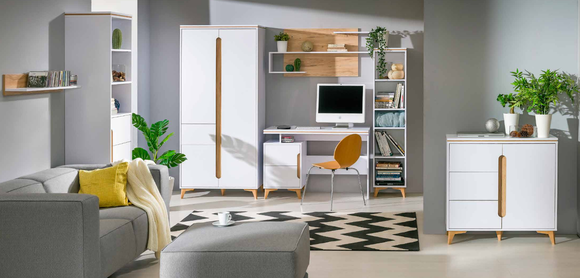 Büromöbel komplett Set Regal Kommode Schrank Schreibtisch Holz Garnitur