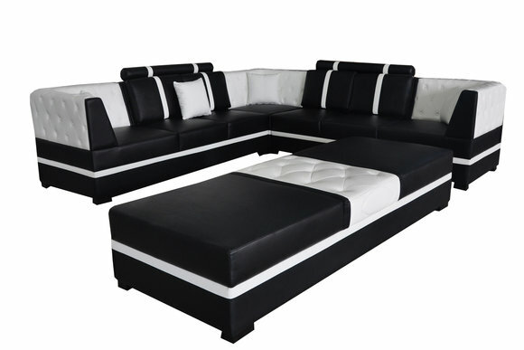 Eck Sofa Couch Wohnlandschaft Leder Couchen Polster Ecke Sitz Garnitur