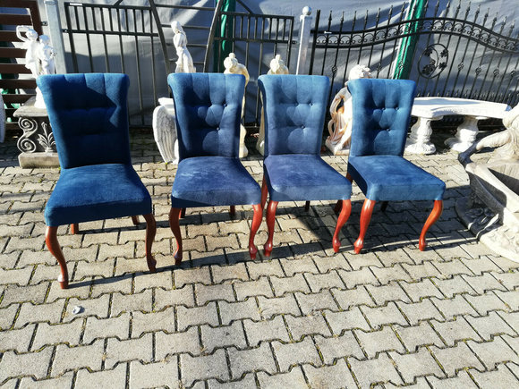 Esszimmer 4x Stuhl Set Stühle Garnitur Polster Lehn Wohnzimmer Holz SAMT