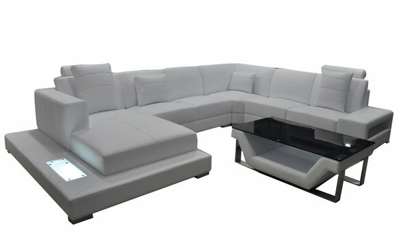 Eck Leder Sofa Couch Polster Ecke Sitz Garnitur U Form Wohnlandschaft
