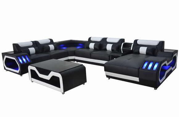 Design Leder Polster Sitz Ecke Landschaft Zimmer Neu Wohn Sofa Polster