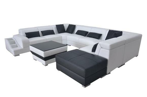 Leder Eck Sofa Eck Wohnlandschaft Garnitur Design Modern Couch UForm