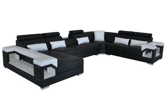 Ledersofa Wohnlandschaft Ecksofa Garnitur Design Modern Sofa U-Form