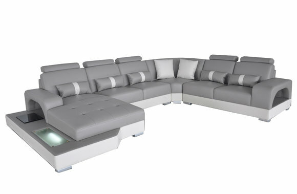 Leder Eck Sofa Eck Wohnlandschaft Garnitur Design Modern Couch
