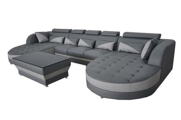 Leder Sofa Moderne Couch Polster Design Wohnlandschaft + Tisch