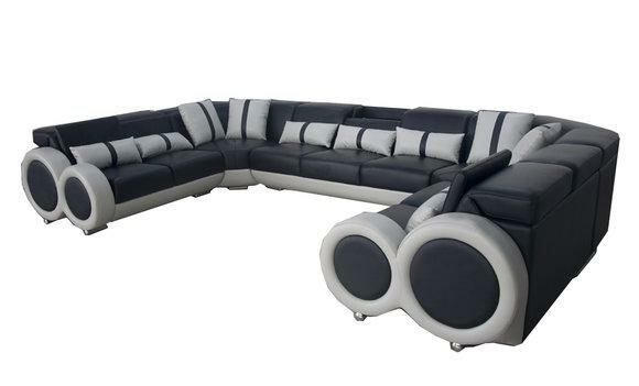 Leder Sofa Couch Polster Eck Garnitur Design moderne ecke U Form