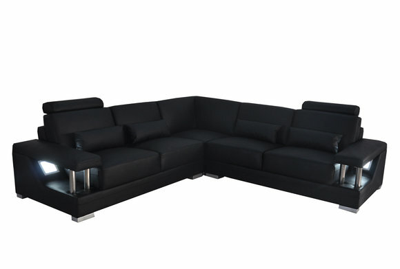 Ledersofa Couch Wohnlandschaft Eck Garnitur Design Modern Sofa L-Form