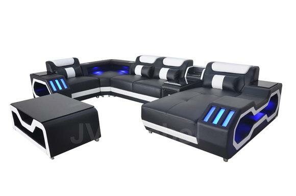 Leder Sofa Eck Garnitur Design Modern Wohnlandschaft Couchtisch