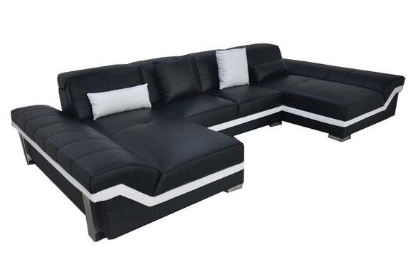 Ledersofa Couch Wohnlandschaft Eck Garnitur Design Modern Sofa U-Form K5007C