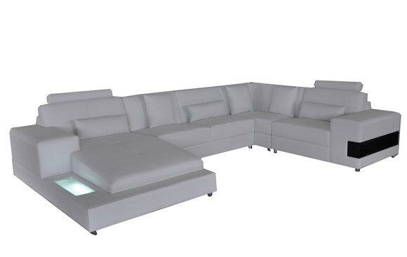 Ledersofa Couch Wohnlandschaft Eck Garnitur Design Modern Sofa