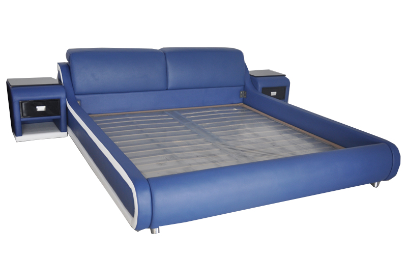 Doppel Luxus Design Leder Bett Polster Betten Moderne Hotel Multifunktion