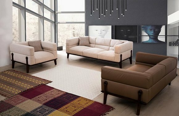 Sofagarnitur 3+2+1 Couch Polster Textil Sitz Polster Garnitur Stoff Design
