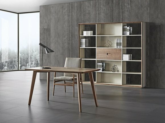 Büro Set Tisch Stuhl Regal Holz Garnitur Schreib Tische Designer Office