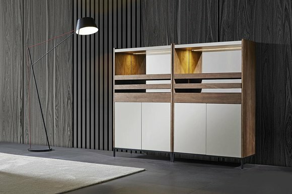 Vitrine Moderner Schrank Buffet Bar Anrichte Design Kommode Holz Schrank