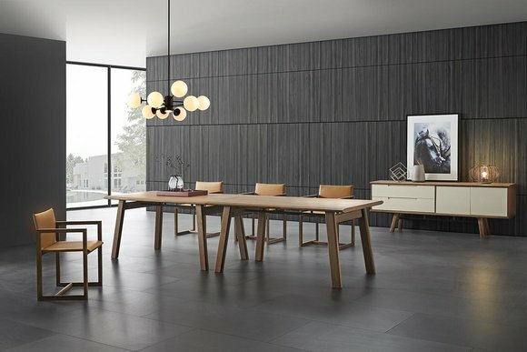 Italiensches Ess Zimmer Möbel 4x Lehn Stühle Tisch XXL Kommode Holz 7 tlg.